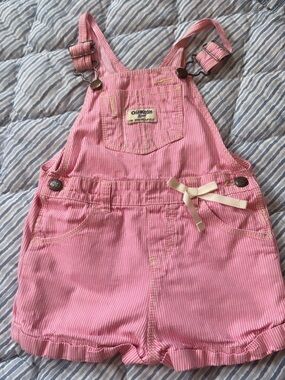 OshKosh B'gosh Pink Corduroy Shortalls with Bow Accent